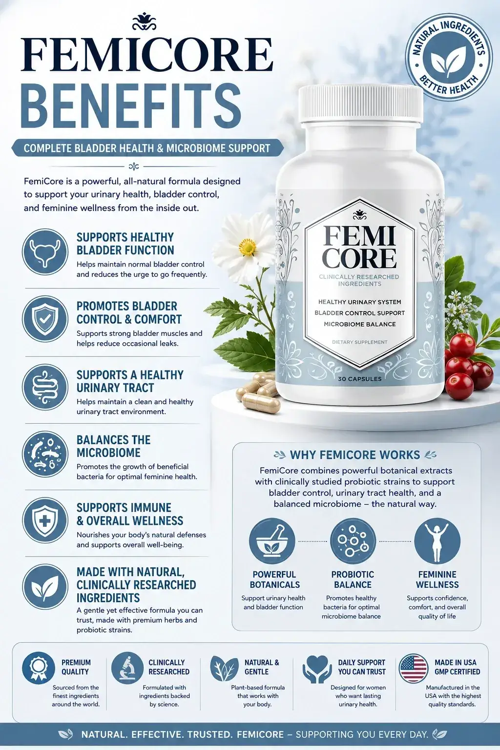 FemiCore manufacturer benefits graphic